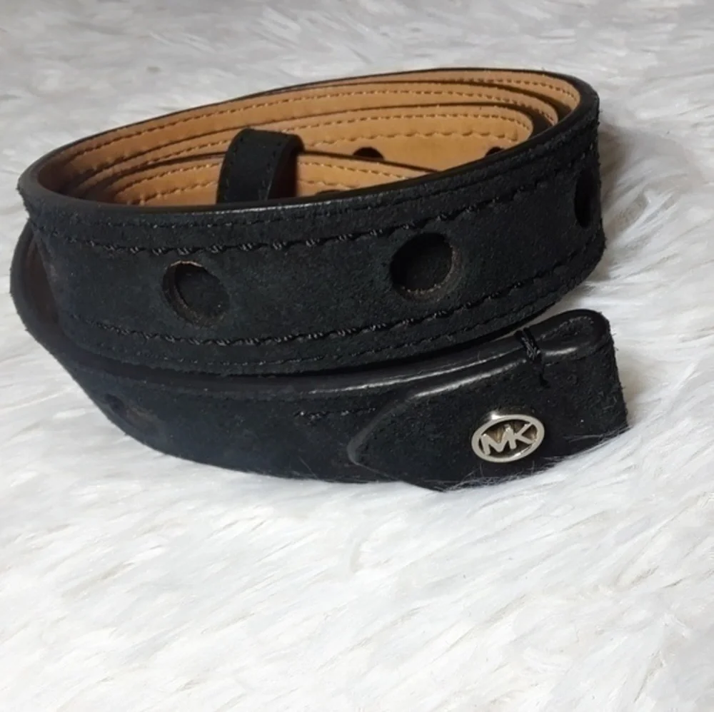 Michael Kors Circle Perforated Suede Leather Belt - Picture 2 of 7